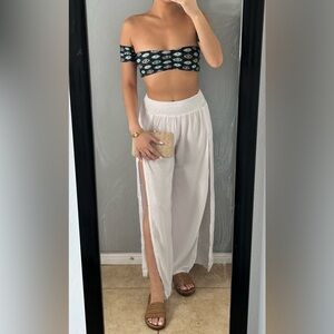 Evil eye off the shoulder bandeau swimsuit top XS resort vacation festival boho